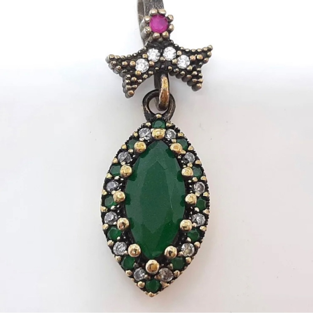 New Genuine 2.20ctw Emerald, Ruby & Diamond Pendant!